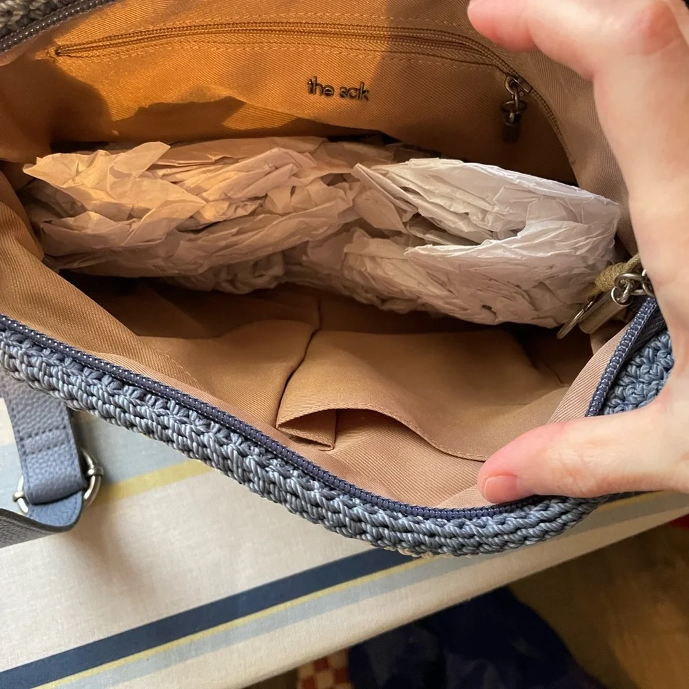 The Sak Blue and Cream Knit Shoulder Bag - Picture 5 of 5